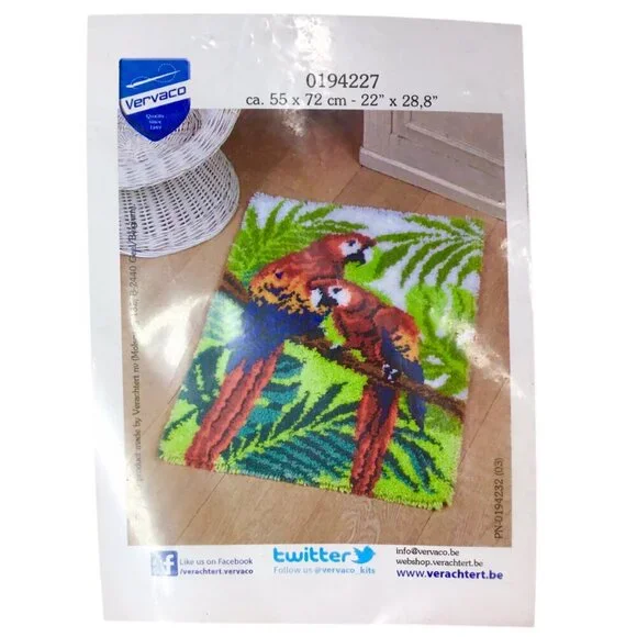 Parrots in the Jungle Parrot Latch Hook Kit NIP Vervaco Wall Hanging Rug 0194227